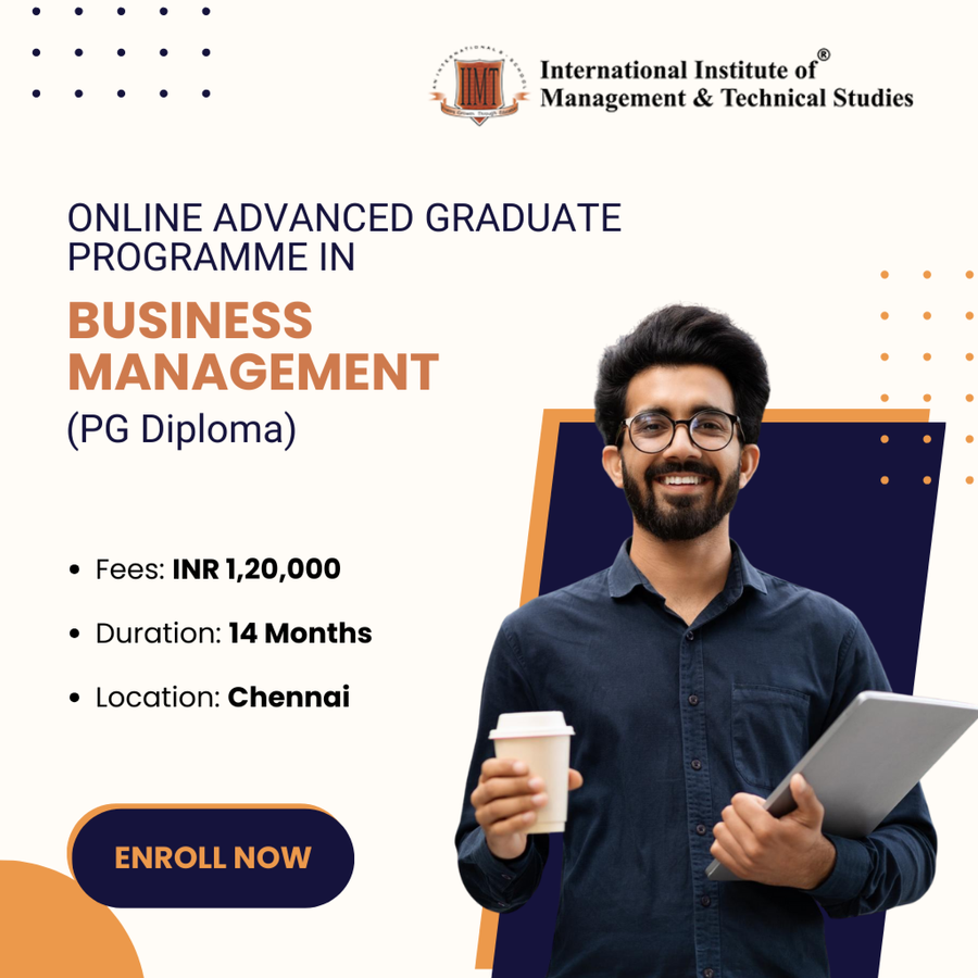 Online Advanced Graduate Programme in Business Management (PG Diploma) at IIMT Studies, Chennai