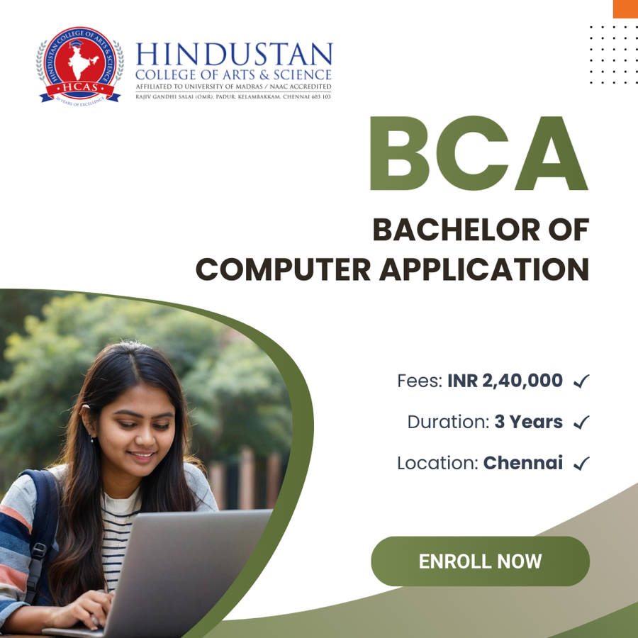 Bachelor of Computer Applications (BCA) at Hindustan College of Arts & Science, Chennai