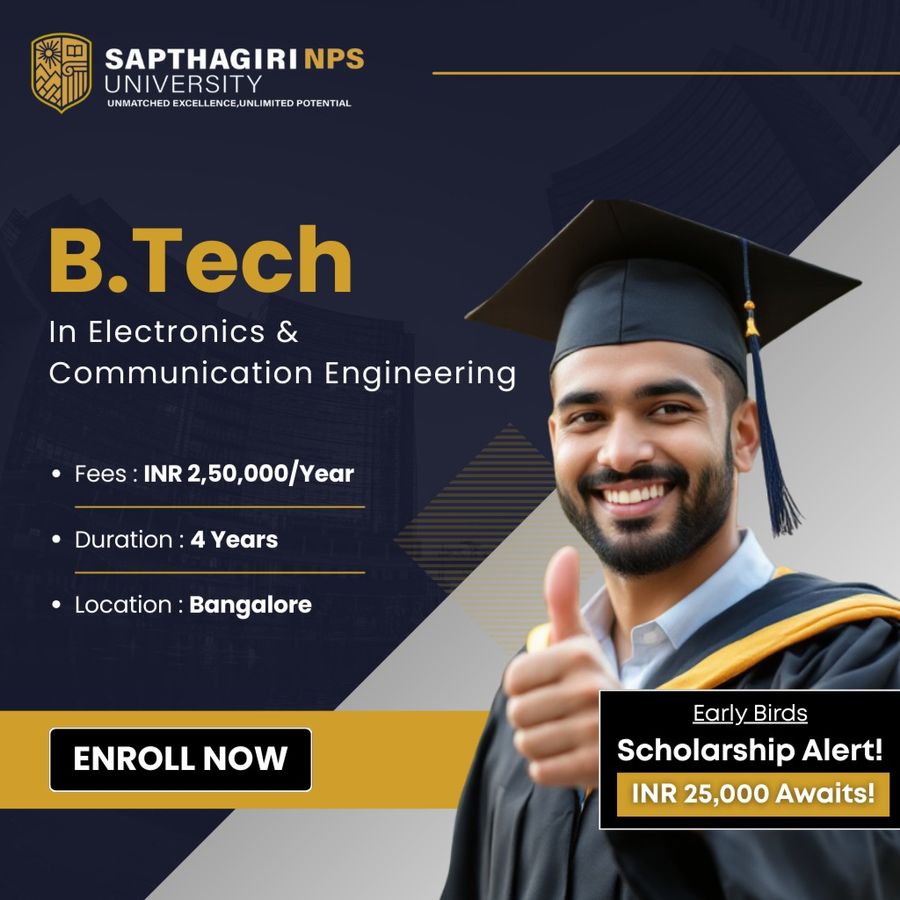 B.Tech in Electronics & Communication Engineering at Sapthagiri NPS University, Bengaluru/Bangalore