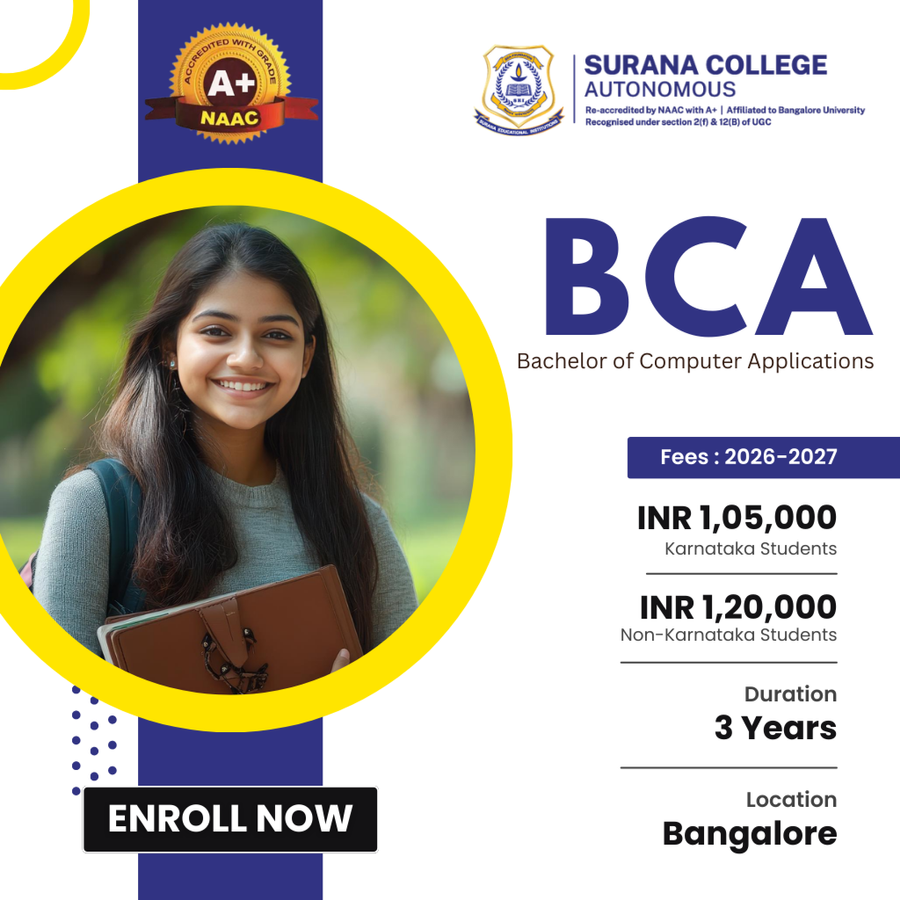 Bachelor of Computer Applications (BCA) at Surana College (Autonomous), Bengaluru/Bangalore