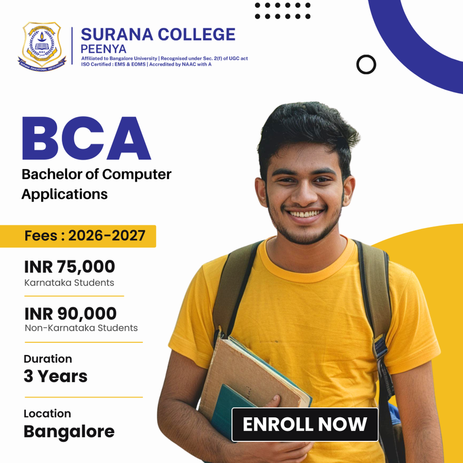Bachelor of Computer Applications (BCA) at Surana College Peenya, Bengaluru/Bangalore