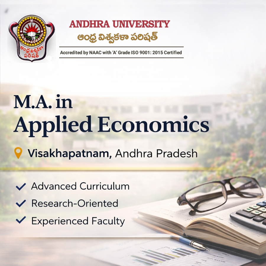 M.A. in Applied Economics at College of Arts and Commerce, Andhra University, Visakhapatnam