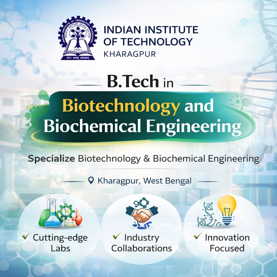 B.Tech in Biotechnology and Biochemical Engineering at Indian Institute of Technology Kharagpur, Kharagpur