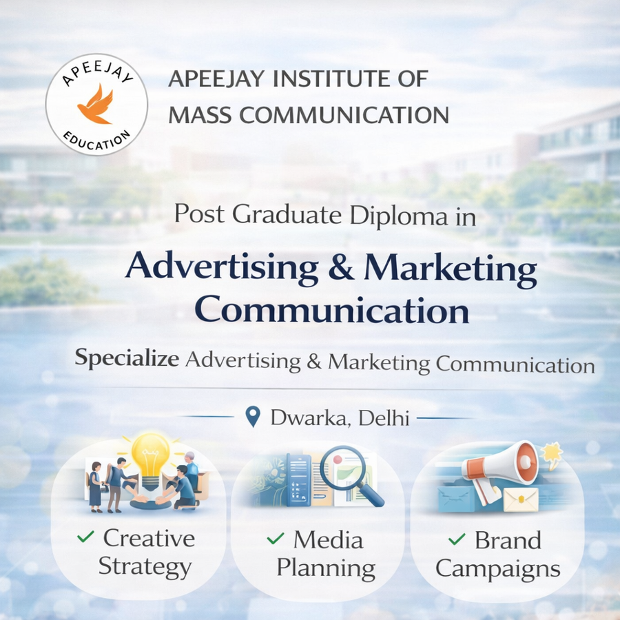 Post Graduate Diploma in Advertising and Marketing Communication at Apeejay Institute of Mass Communication, Delhi/NCR