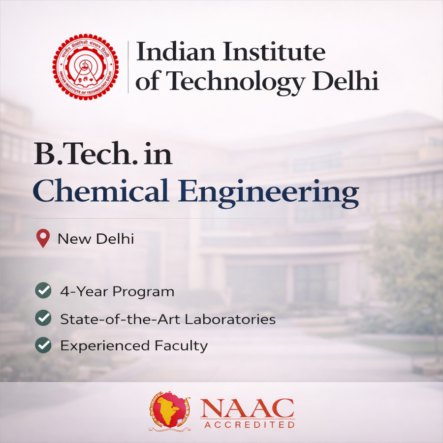 B.Tech in Chemical Engineering at Indian Institute of Technology, Delhi, Delhi/NCR
