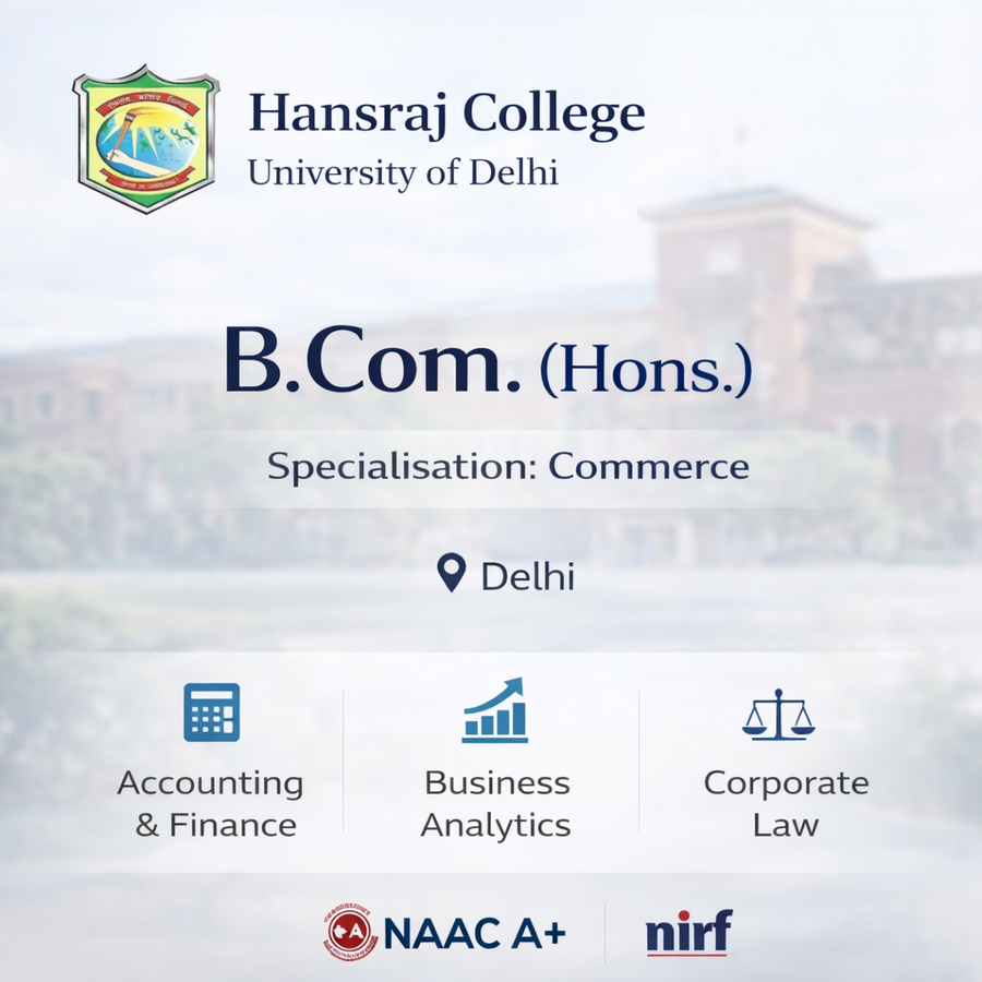 Bachelor of Commerce (B.Com Hons) at Hansraj College, Delhi/NCR