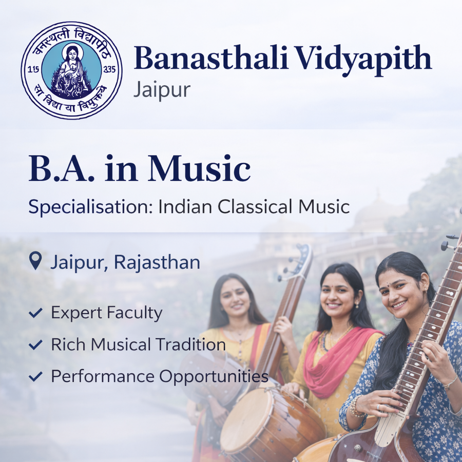 B.A. in Music at Banasthali Vidyapith, Jaipur