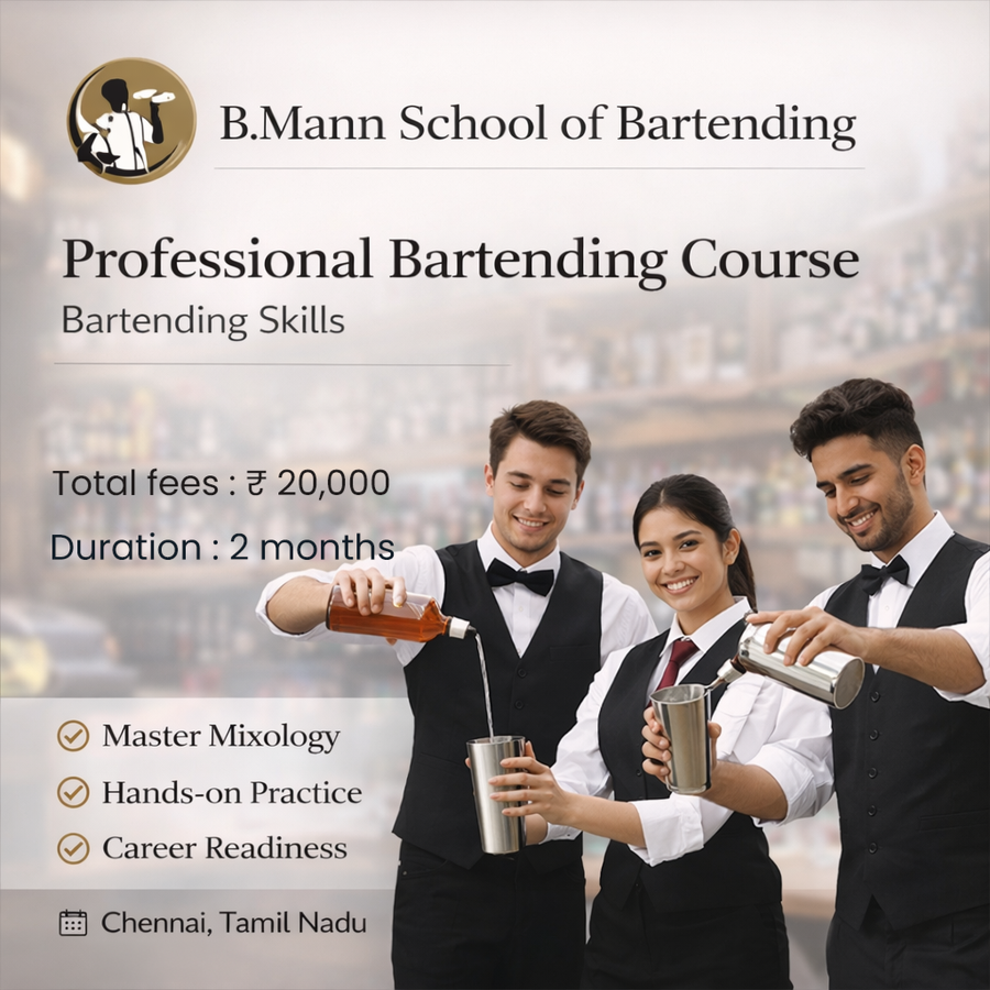 Professional Bartending Course at B Mann School of Bartending, Chennai