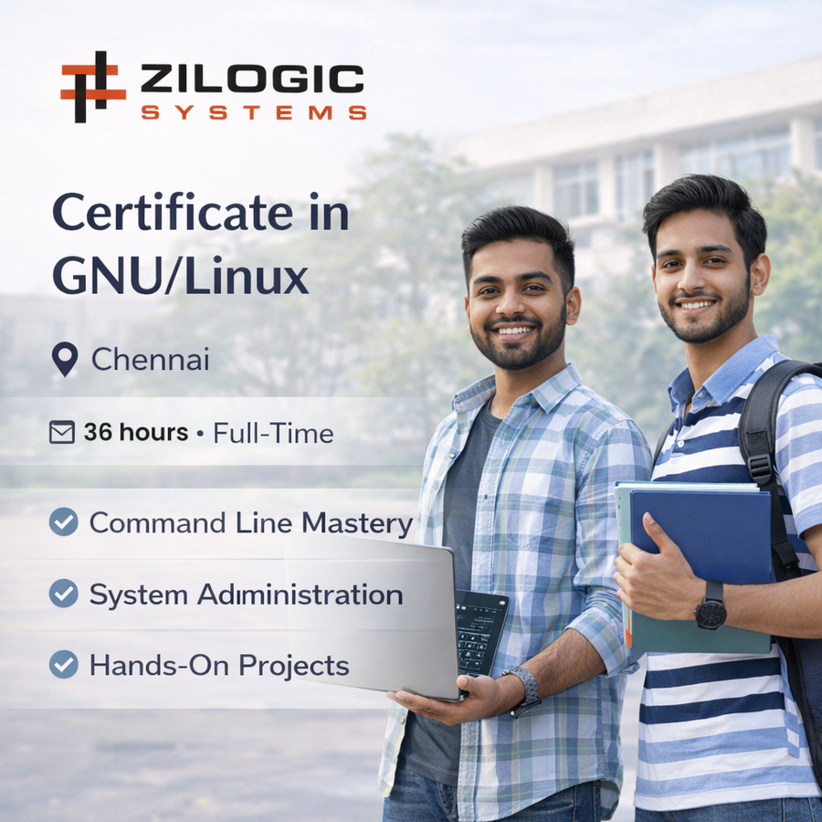 Certificate in GNU/Linux at Zilogic Systems, Chennai