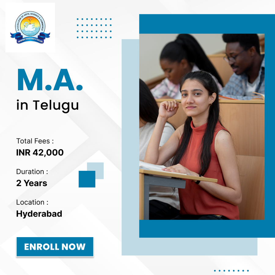 M.A. in Telugu at A.V. College of Arts, Science & Commerce, Hyderabad