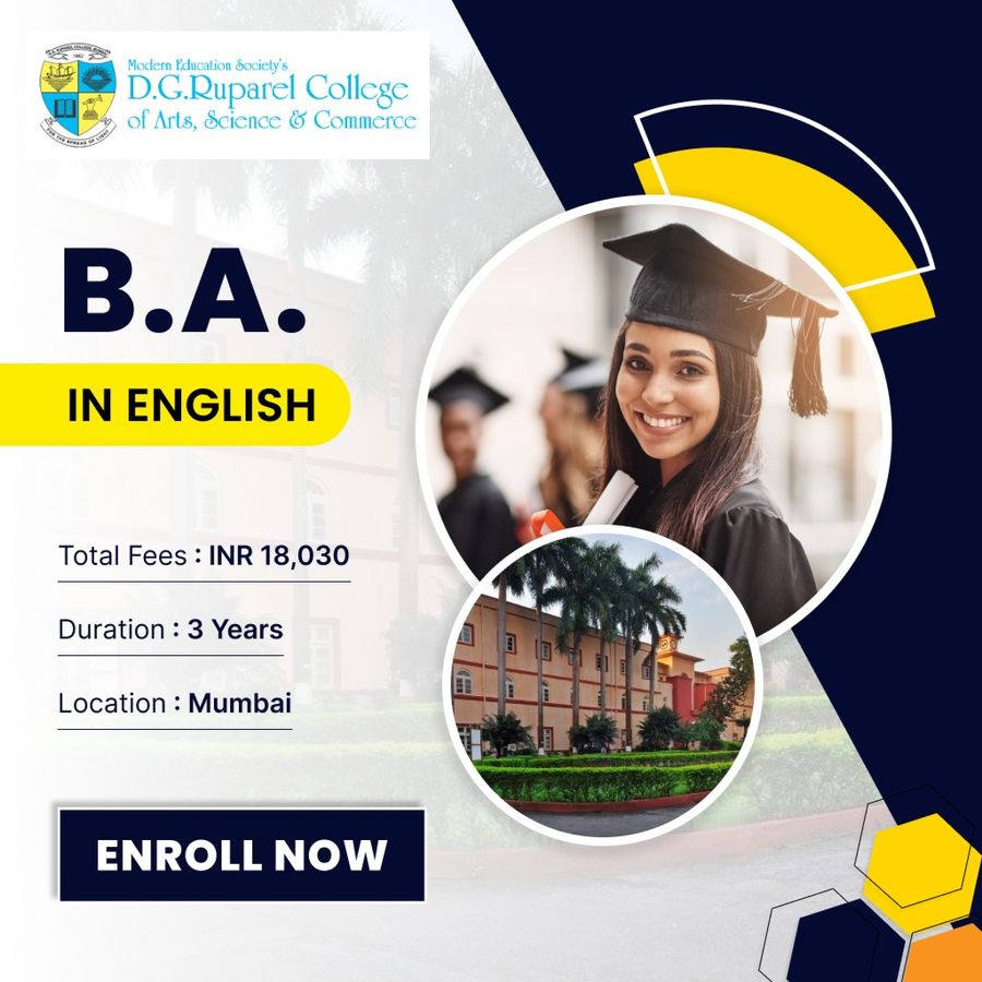 B.A. in English at D.G. Ruparel College of Arts, Science and Commerce, Mumbai (All Areas)