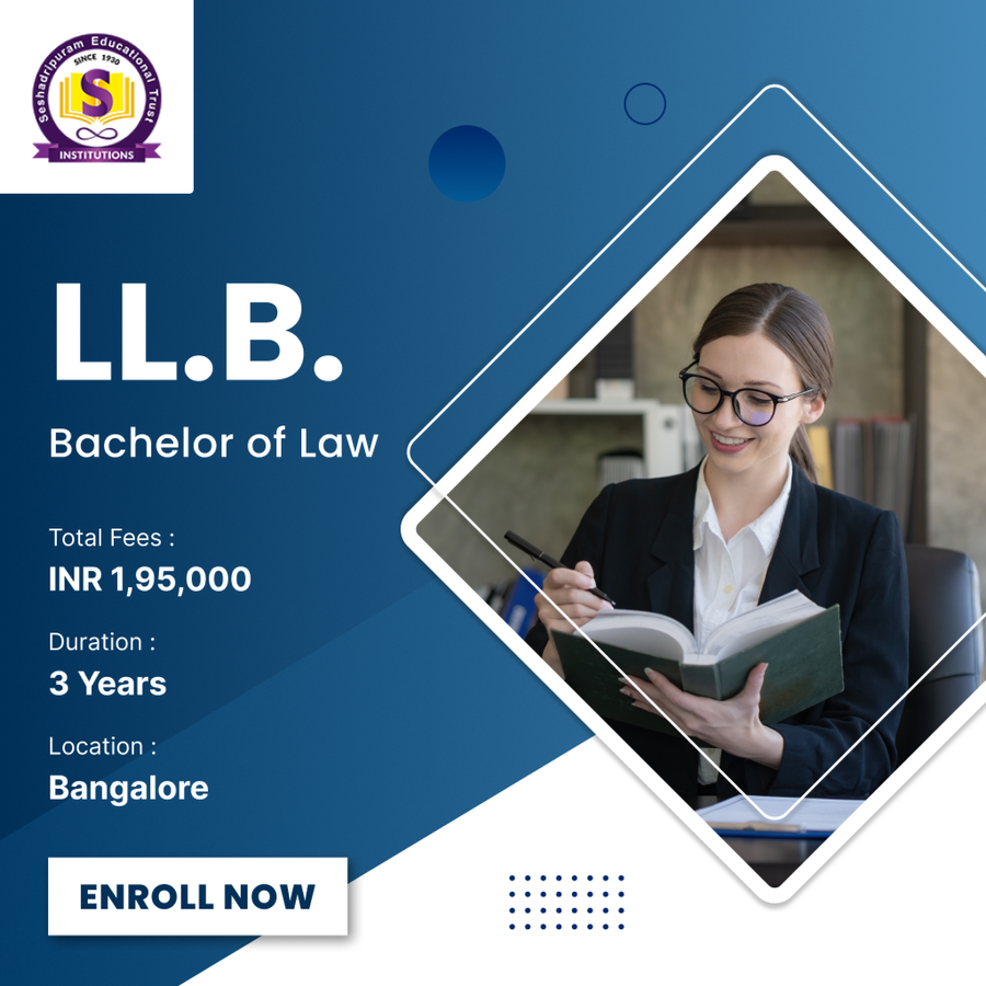 Bachelor of Laws (LLB) at Seshadripuram Law College, Bengaluru/Bangalore