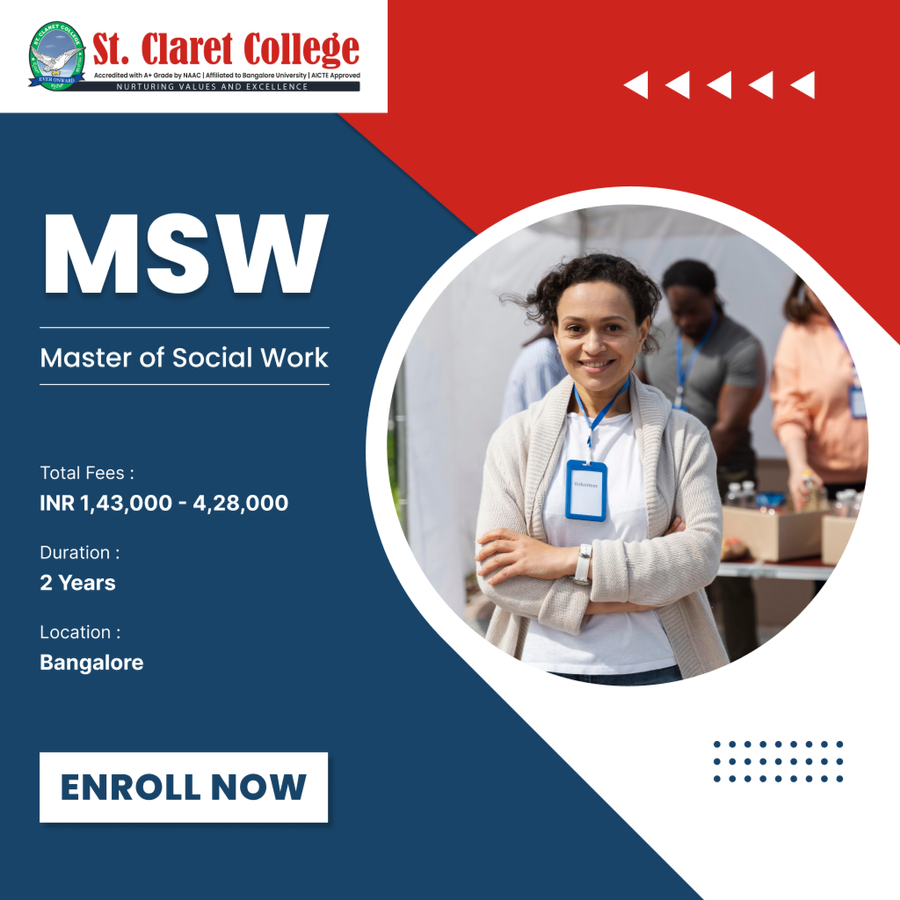 Master of Social Work (MSW) at St. Claret College, Bengaluru/Bangalore