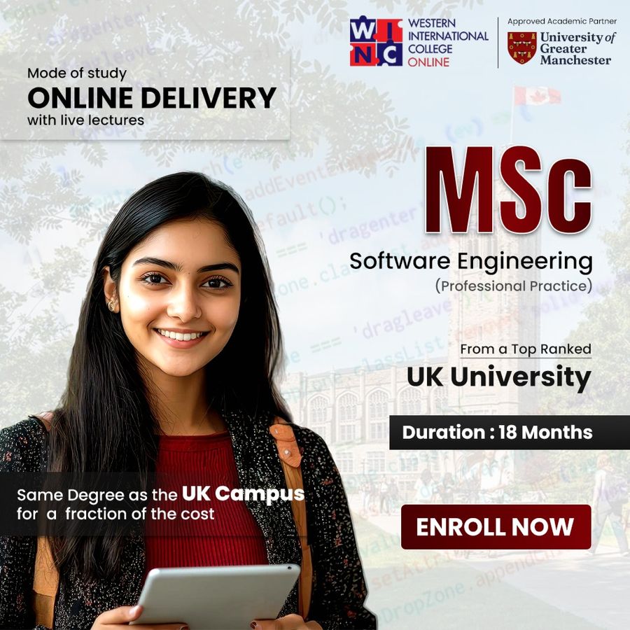 MSc Software Engineering (Professional Practice) at Western International College (WINC) Online, United Kingdom