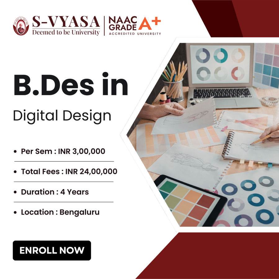 B.Des in Digital Design at S-VYASA (Deemed-to-be-University), Bengaluru/Bangalore