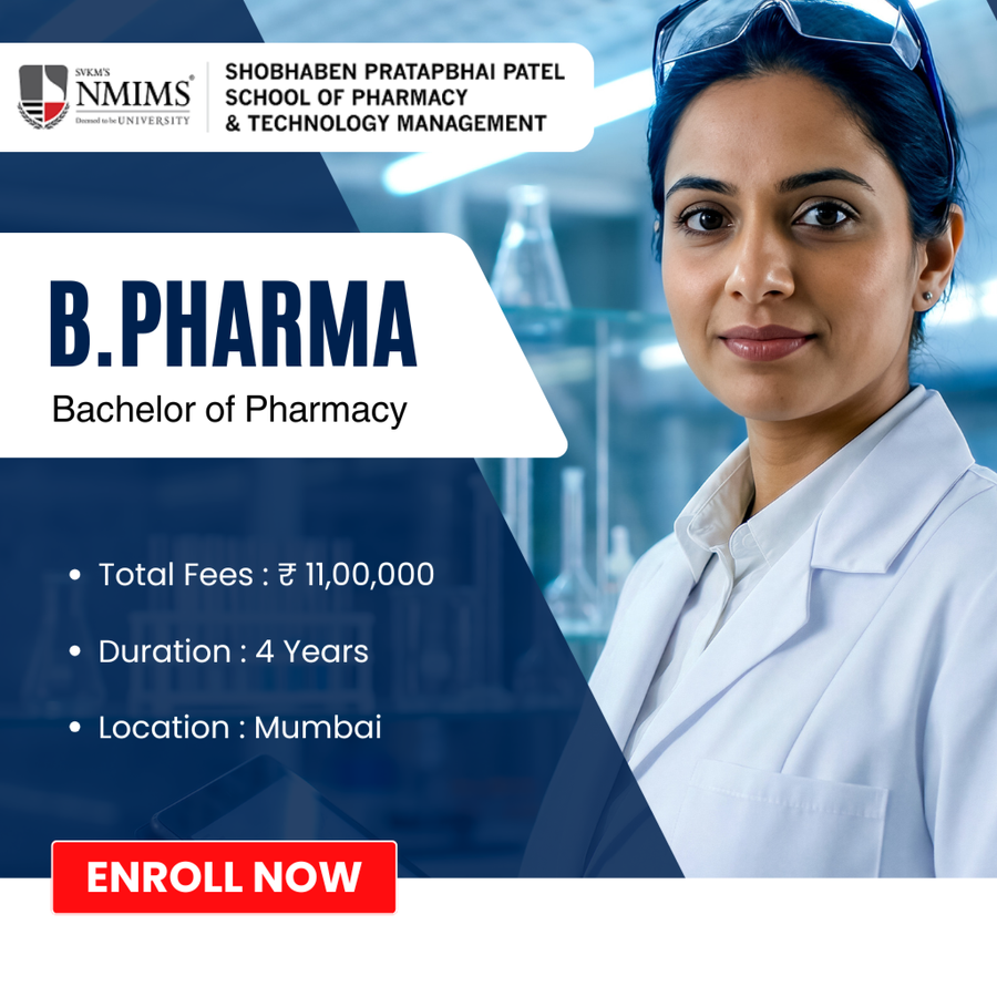 Bachelor of Pharmacy [B.PHARMA] at Shobhaben Pratapbhai Patel School of Pharmacy & Technology Management (SPPSPTM), Mumbai (All Areas)