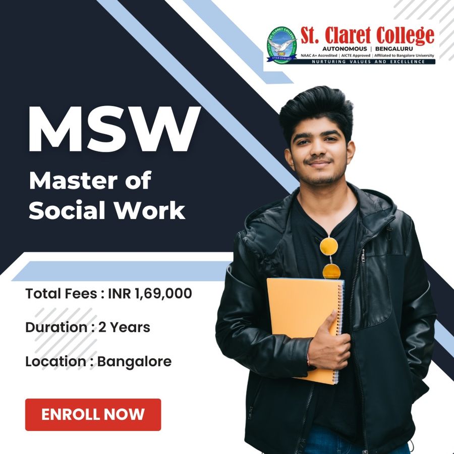 Master of Social Work (MSW) at St. Claret College (Autonomous), Bengaluru/Bangalore