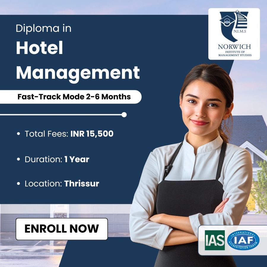 Diploma in Hotel Management at Norwich Institute of Management Studies, Thrissur