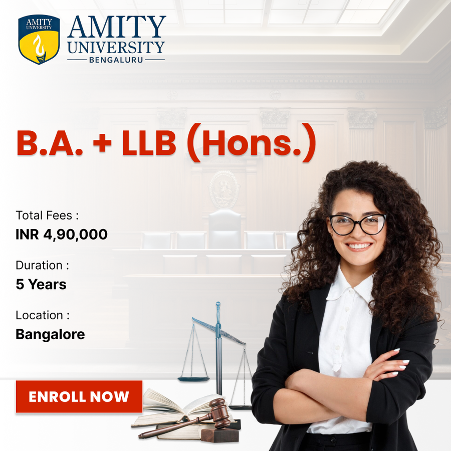 BA LLB (Hons.) at Amity University, Bengaluru/Bangalore